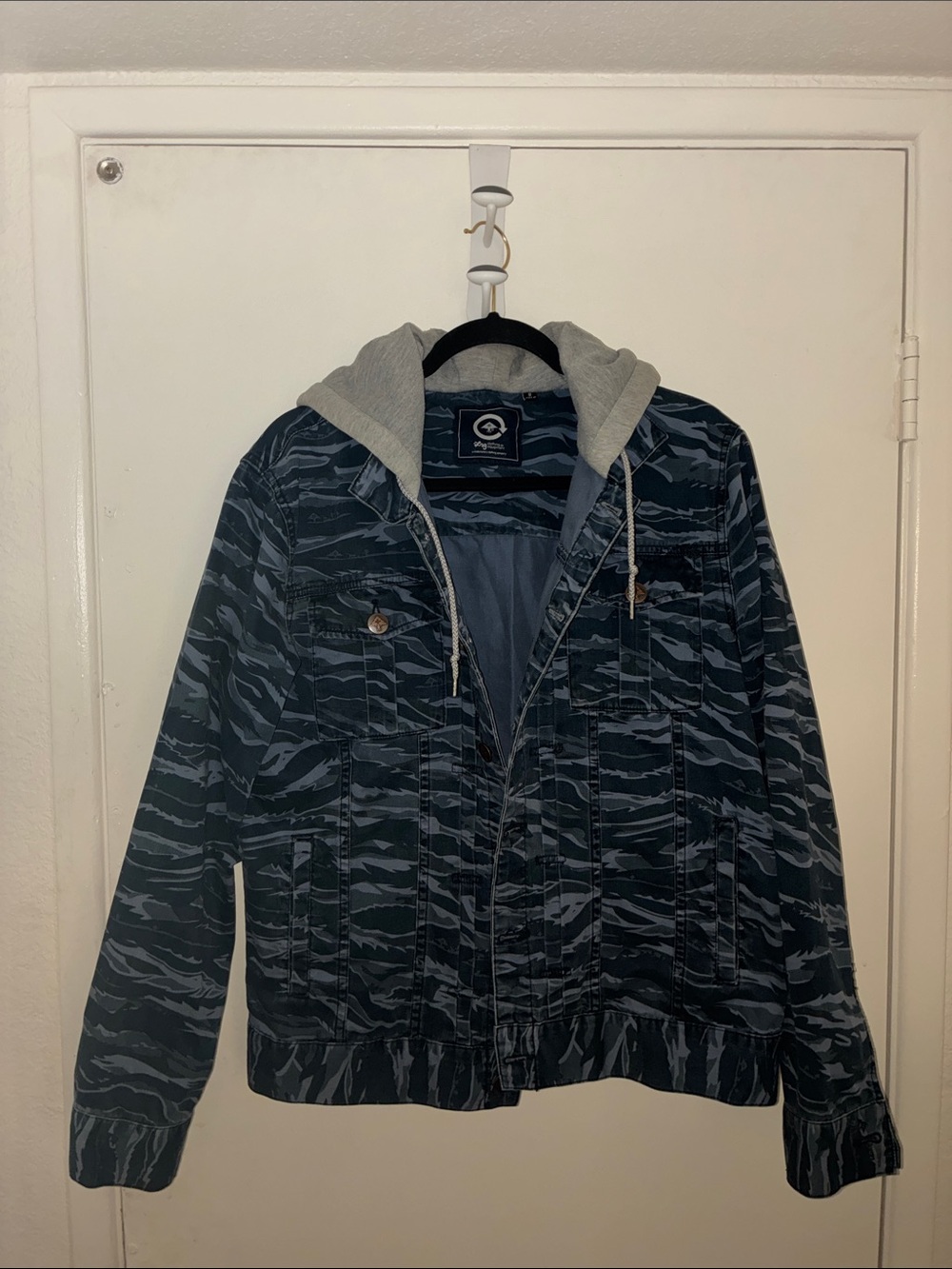LRG Camouflage Hooded Jean Jacket - Gray Hood